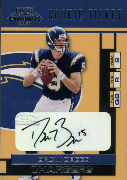 Drew Brees — 2001 Playoff Contenders Rookie Ticket Auto