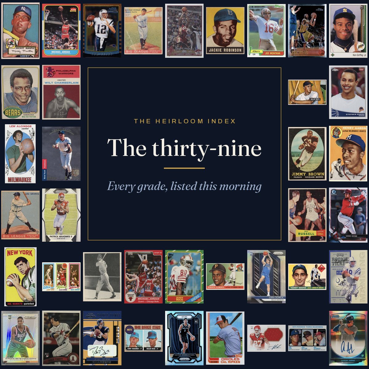 The thirty-nine cards of The Heirloom Index, set as one mosaic