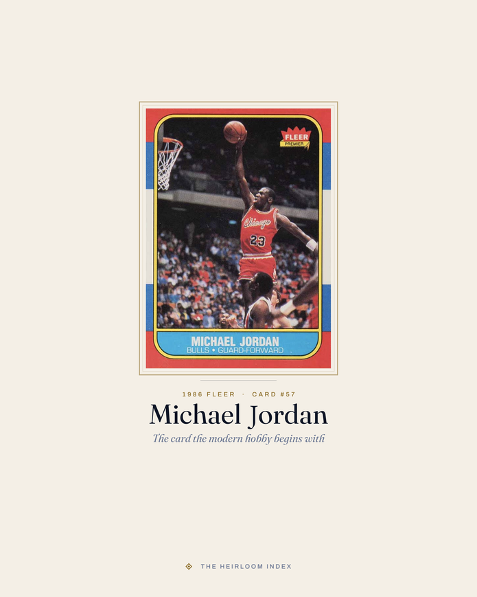 The Collector&rsquo;s Story &mdash; a 1986 Fleer Michael Jordan printed at life size on archival stock, ready to frame