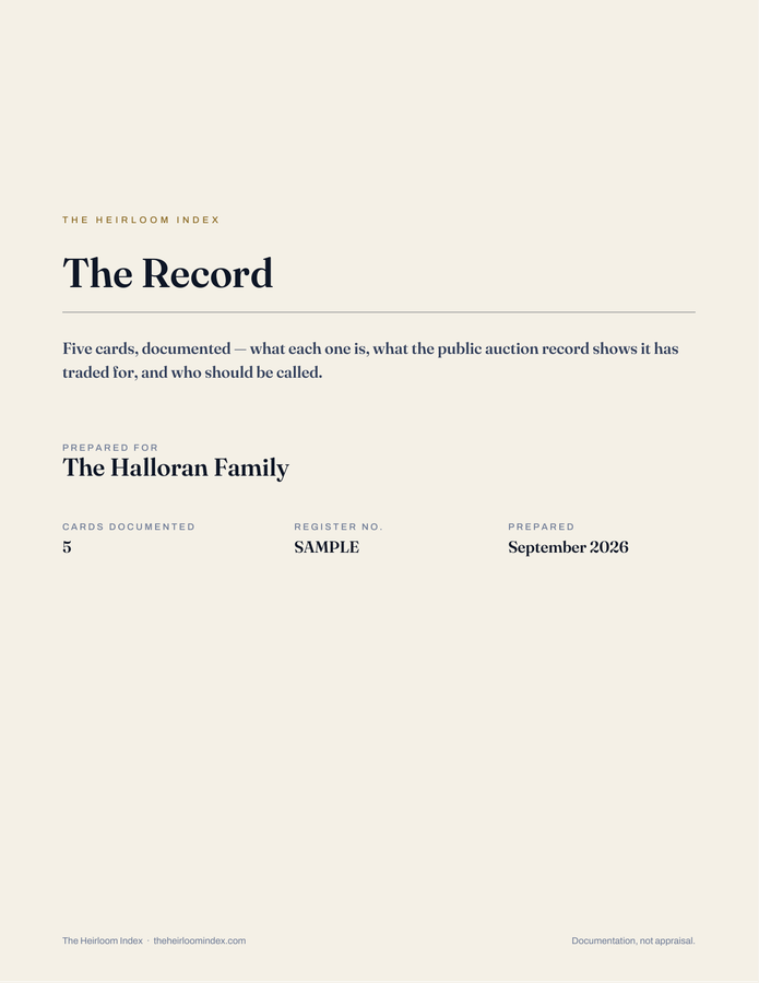 The Record — a five-card sample document, cover page