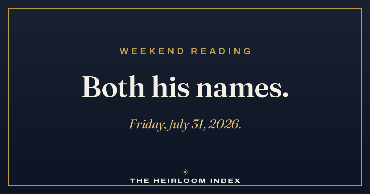 Both His Names — Weekend Reading