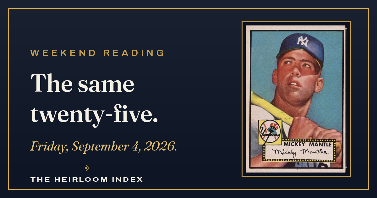 The Same Twenty-Five — Weekend Reading