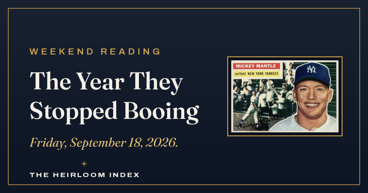 The Year They Stopped Booing — Weekend Reading