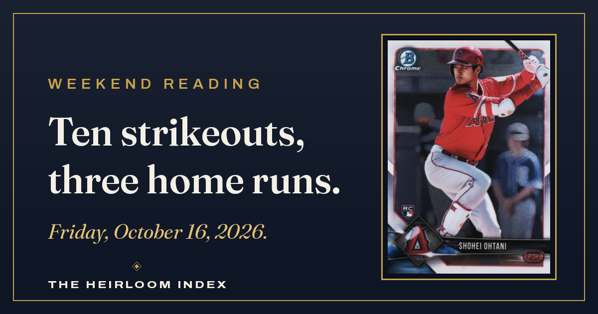 Ten Strikeouts, Three Home Runs — Weekend Reading